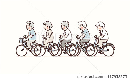 老人騎腳踏車的插畫 117958275