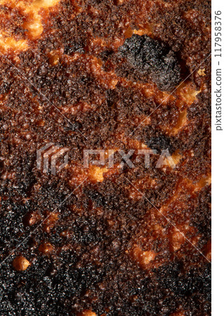 Very Burnt Bread Roll Toast Close Up Texture Close Up Very Burnt Bread Roll Toast Close Up Texture Close Up 117958376