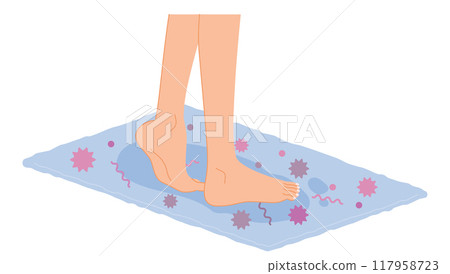 香港腳部感染:共用浴墊上的癬圖片 香港腳部感染:共用浴墊上的癬圖片 117958723