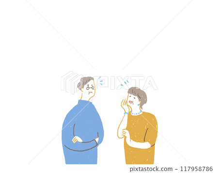 Senior man and senior woman with troubled faces 117958786