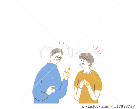 Senior man and senior woman having a conversation 117958787