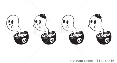 Ghost spooky seamless pattern Halloween coffee cup vector skull doodle cartoon scarf isolated gift wrapping paper tile background repeat wallpaper illustration design Ghost spooky seamless pattern Halloween coffee cup vector skull doodle cartoon scarf isolated gift wrapping paper tile background repeat wallpaper illustration design 117958816