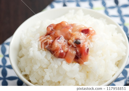 White rice and salted squid 117958851