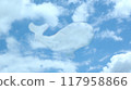 Paper cutout, whale cloud 117958866