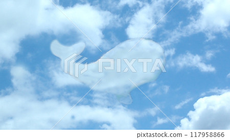 Paper cutout, whale cloud 117958866