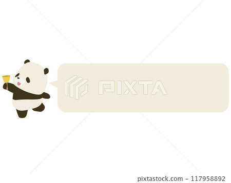 熊貓敲響了鈴聲。與演講泡泡 117958892