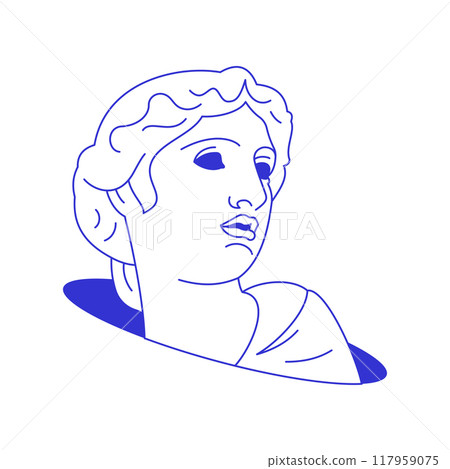 Y2k antique god sculpture bust in hole contemporary pop art line icon vector flat illustration Y2k antique god sculpture bust in hole contemporary pop art line icon vector flat illustration 117959075
