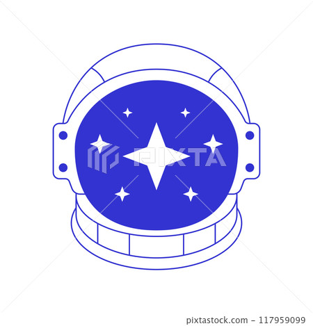 Y2k cosmonaut helmet with bright star comic contemporary pop art line icon vector flat Y2k cosmonaut helmet with bright star comic contemporary pop art line icon vector flat 117959099