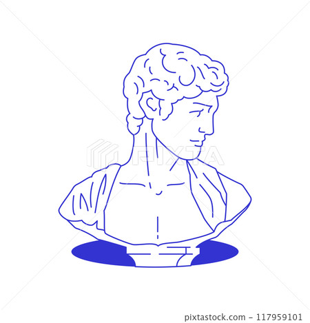 Y2k Greek male sculpture bust in hole surreal comic line icon vector flat illustration Y2k Greek male sculpture bust in hole surreal comic line icon vector flat illustration 117959101