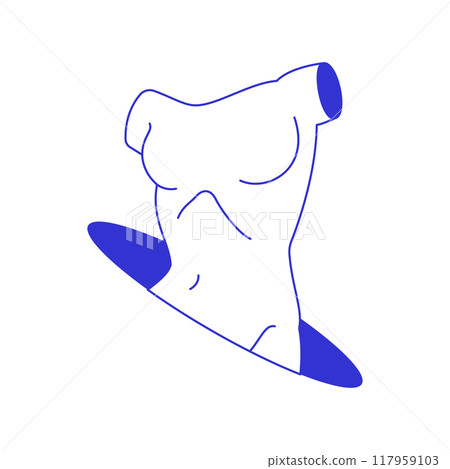 Y2k Greek female body torso monument in hole psychedelic contemporary pop art line icon vector flat 117959103