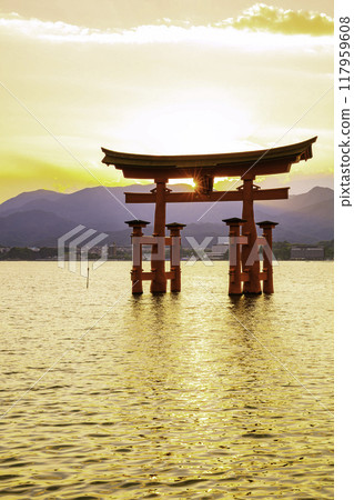 日本三大風景之一的嚴島神社大鳥居（廣島縣廿日市市宮島町） 117959608