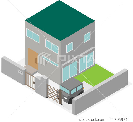附等距伸縮門的房子圖片素材 117959743