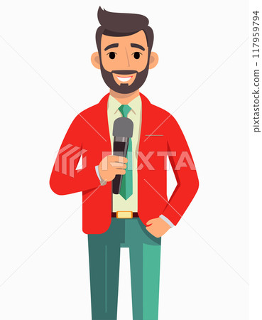 A news reporter with microphone 117959794