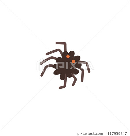 Black fluffy spider with red eyes and eight legs. Black fluffy spider with red eyes and eight legs. 117959847