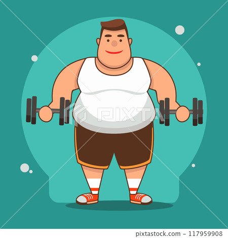Cartoon Character Cheerful Chubby Man 117959908