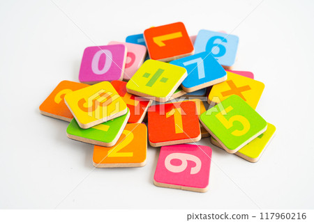 Math number isolated on white background with clipping path, mathematics learning course. Math number isolated on white background with clipping path, mathematics learning course. 117960216
