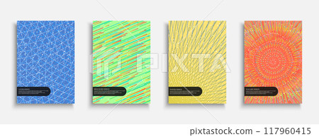 Collection of bright colorful abstract striped covers, templates, backgrounds, placards, brochures, banners, flyers. Creative artwork posters - stylish textured design. Drawing vibrant print Collection of bright colorful abstract striped covers, templates, backgrounds, placards, brochures, banners, flyers. Creative artwork posters - stylish textured design. Drawing vibrant print 117960415
