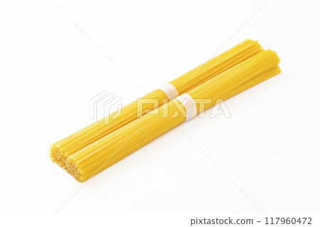 Spaghettini on white background 117960472