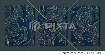 Vector set of luxury gold leaves art, abstract leaf backgrounds, nature modern line cards, covers, illustrations. Vintage flower glitter design. Vector set of luxury gold leaves art, abstract leaf backgrounds, nature modern line cards, covers, illustrations. Vintage flower glitter design. 117960893