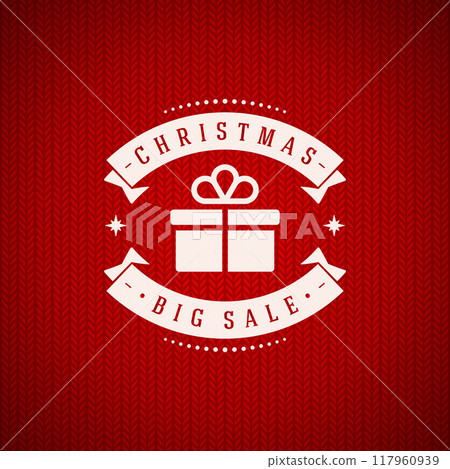 Christmas big sale message ribbons and gift box Christmas big sale message ribbons and gift box 117960939