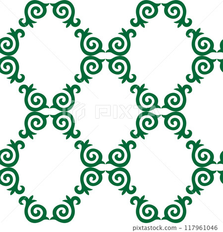 Floral pattern Tatar Native Ornamental border with tulips. Culture of the Tatar people, symbols of green and red. Floral pattern Tatar Native Ornamental border with tulips. Culture of the Tatar people, symbols of green and red. 117961046
