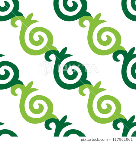 Floral pattern Tatar Native Ornamental border with tulips. Culture of the Tatar people, symbols of green and red. Floral pattern Tatar Native Ornamental border with tulips. Culture of the Tatar people, symbols of green and red. 117961061