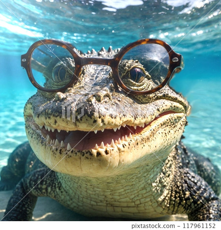 Crocodile with glasses 117961152