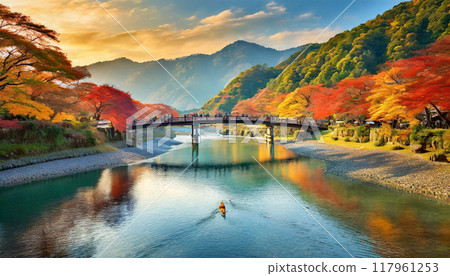 Autumn Kyoto illustration 01 117961253