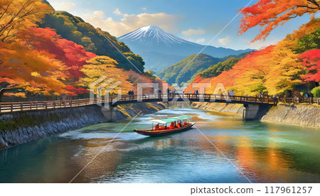 Autumn Kyoto illustration 04 117961257
