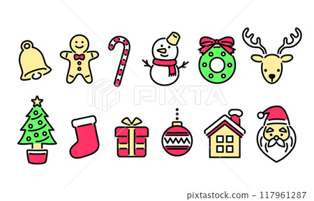 Simple and pop vector illustration icon of Christmas decorations 117961287