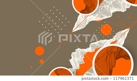Trendy abstract wireframe mountain background. Modern science or technology art elements. Surface illustration. Vector hand drawn. Trendy abstract wireframe mountain background. Modern science or technology art elements. Surface illustration. Vector hand drawn. 117961371