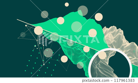 Trendy abstract wireframe mountain background. Modern science or technology art elements. Surface illustration. Vector hand drawn. 117961383