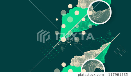 Trendy abstract wireframe mountain background. Modern science or technology art elements. Surface illustration. Vector hand drawn. Trendy abstract wireframe mountain background. Modern science or technology art elements. Surface illustration. Vector hand drawn. 117961385