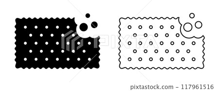 Black and outline bitten crackers with crumbs. Sweet or salty biscuit cookies in rectangle shapes. Popular crunchy snacks icons isolated on white background. Vector graphic illustration Black and outline bitten crackers with crumbs. Sweet or salty biscuit cookies in rectangle shapes. Popular crunchy snacks icons isolated on white background. Vector graphic illustration 117961516