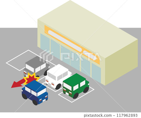 Isometric parking lot backing accident image material 117962893