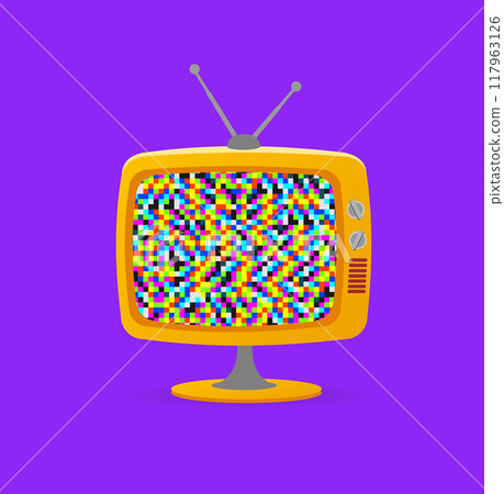 Cartoon Retro Television with Tv Noise Screen . Vector 117963126