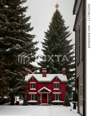 Festive home with sculpture warm lighting. 117963268