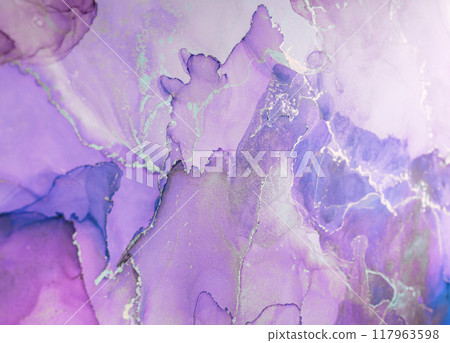 Abstract purple artwork with intricate swirls and textures showcasing a blend of cool tones in a modern art style created on canvas 117963598