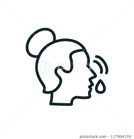 Woman coughing spreading virus outline icon vector 117964139