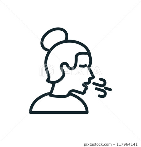 Young woman coughing showing symptoms of flu virus Young woman coughing showing symptoms of flu virus 117964141