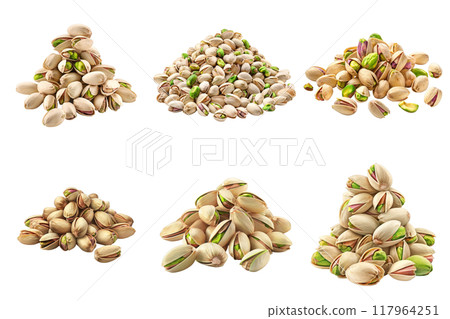 A Collection of Shelled Pistachios in Various Arrangements A Collection of Shelled Pistachios in Various Arrangements 117964251