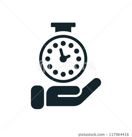 Businessman holding clock on scale weighing time management concept 117964416