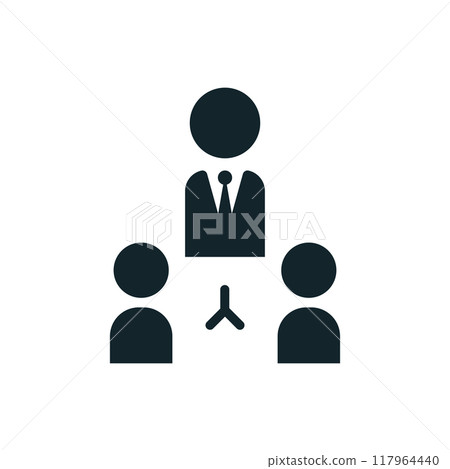Business management concept with manager leading two employees icon Business management concept with manager leading two employees icon 117964440