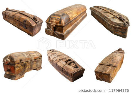 Collection of Ancient Egyptian Wooden Coffins 117964576