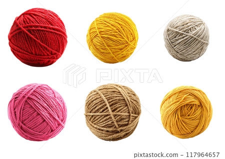 Six Balls of Yarn in Various Colors 117964657
