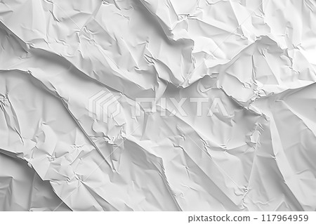 Abstract white crumpled paper backdrop for design and lettering. Generative AI 117964959