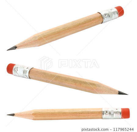 Set of Short Pencils, isolated on transparent background, school and office supplies concept Set of Short Pencils, isolated on transparent background, school and office supplies concept 117965244