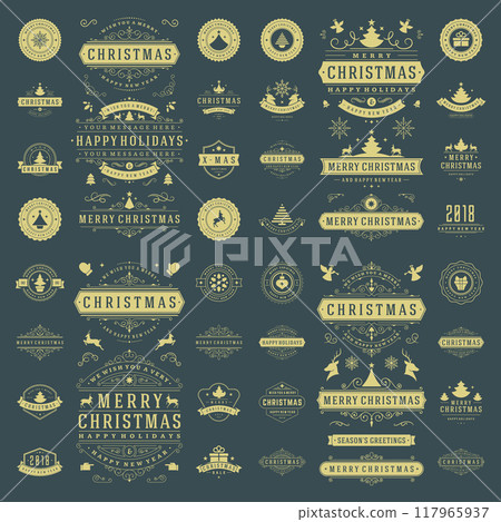 Christmas labels and badges vector design elements set. 117965937