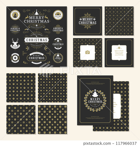 Christmas labels and badges vector design elements set Christmas labels and badges vector design elements set 117966037