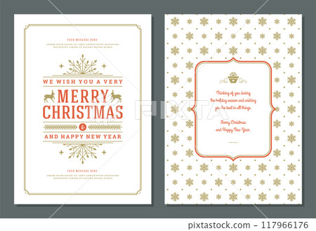 Christmas greeting card design template with decoration label vector illustration. 117966176